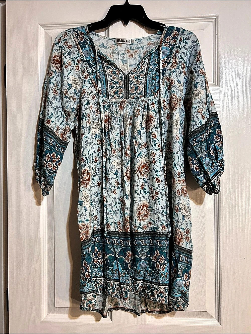 Floral Blue & White Mini Dress